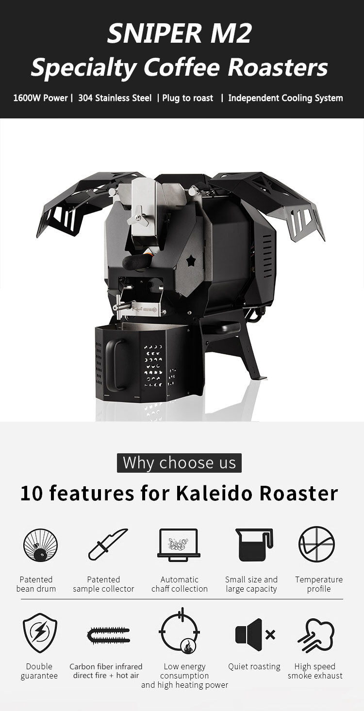  KALEIDO Sniper M2 STANDARD Coffee Roaster 50-400g Electric Heating Coffee Roasting Machine for Cafe Shop Home Use Kaleido System Free Shipping