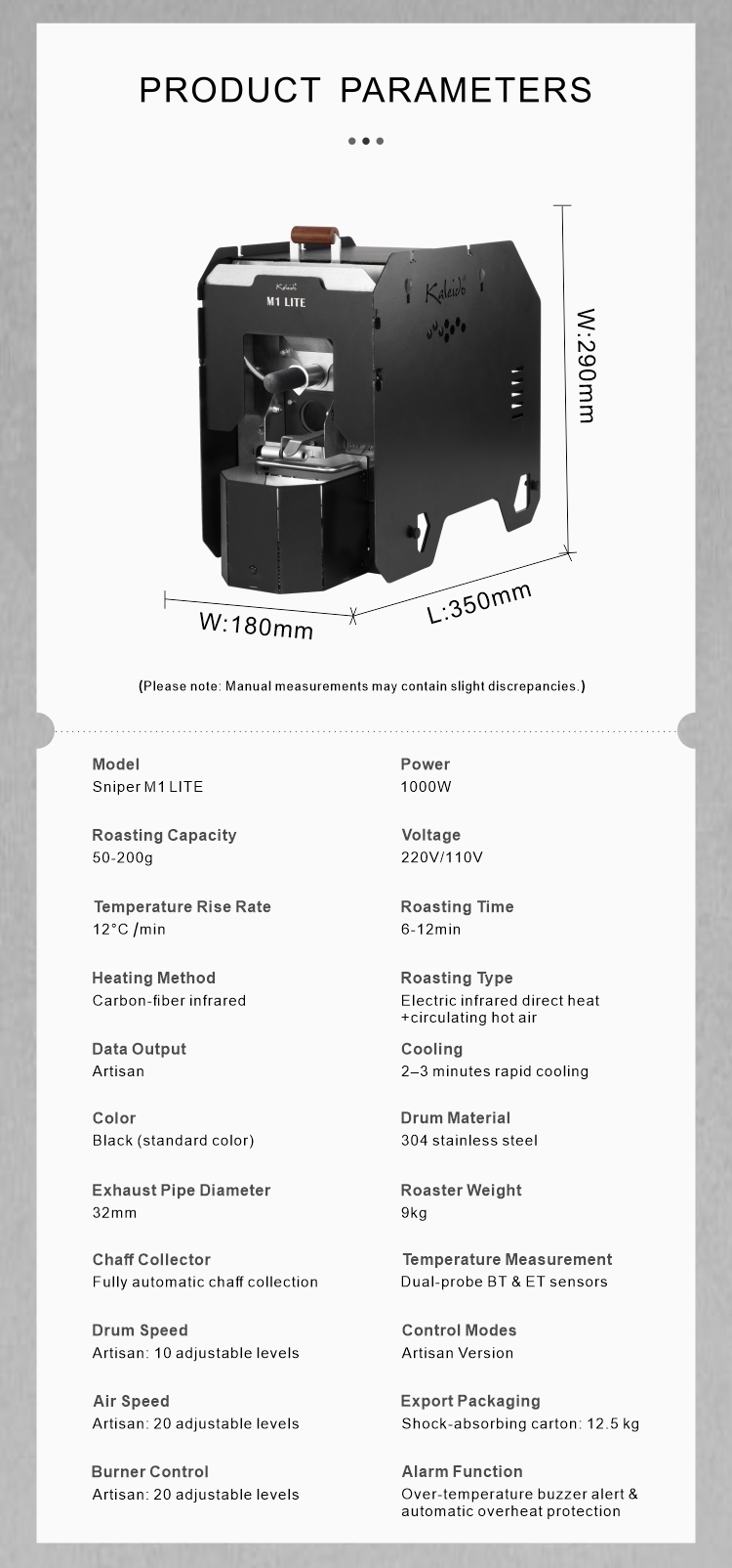 Kaleido M1 LITE MINI SERIES 200g Coffee Roaster Artisan System