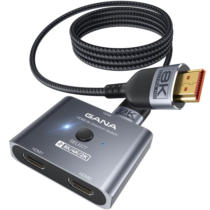 Bi-Directional 8K HDMI Switch - Tendak Ultra HD 8K HDMI 2.1 Switch 2 in 1 Out, 1 In 2 Out HDMI Splitter Ondersteuning 8K @60Hz 4K @120Hz 3D HDR voor PS5 Xbox Bi-Directional 8K HDMI Switch - Tendak Ultra HD 8K HDMI 2.1 Switch 2 in 1 Out, 1 In 2 Out HDMI Splitter Ondersteuning 8K @60Hz 4K @120Hz 3D HDR voor PS5 Xbox
