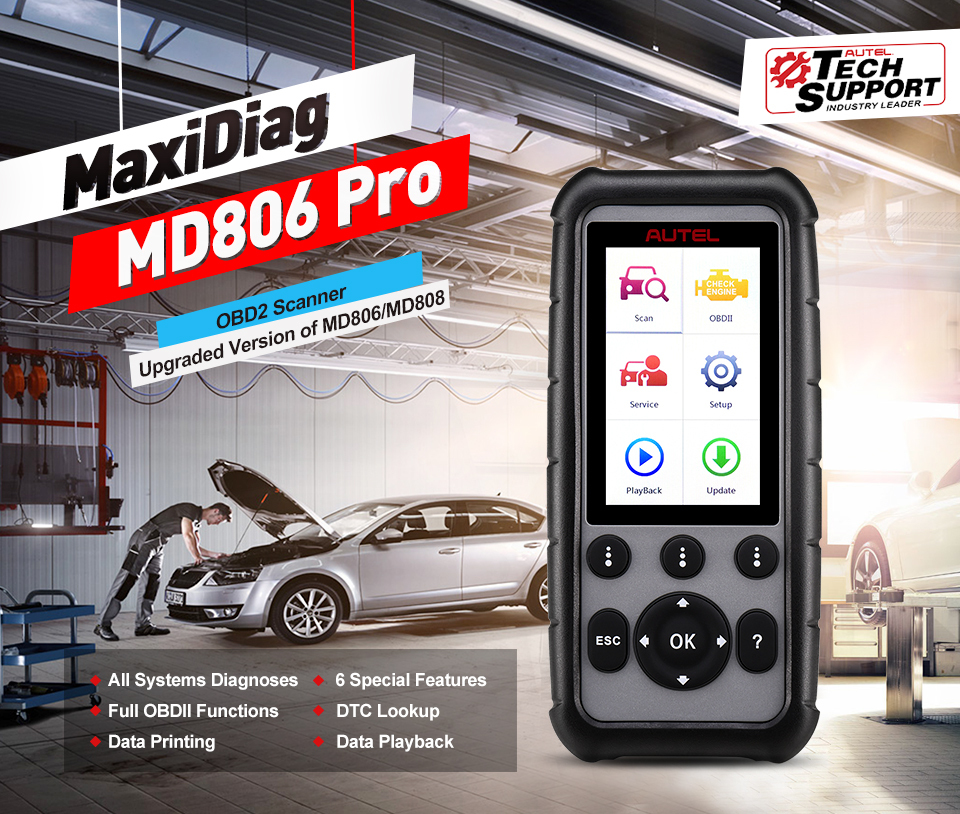 [US/UK/EU Ship] Autel MaxiDiag MD806 Pro Full System Diagnostic Tool Lifetime Free Update Online Update Version of MD806/MD808