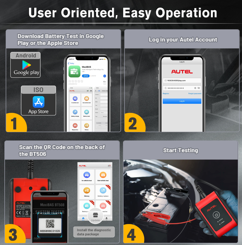 [English Version] Autel MaxiBAS BT506 Auto Battery and Electrical System Analysis Tool Works for iOS/ Android and Autel MaxiSys Tablet