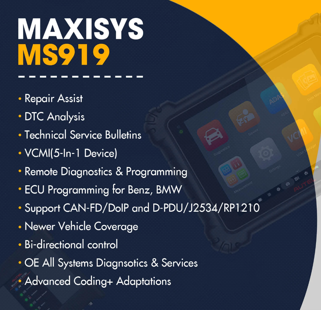 [2Years Update][US/UK/EU Ship]2025 Autel MaxiSYS MS919 Top Diagnostic Scan Tool Support ECU Programming & Coding with 5-In-1 VCMI Same as MaxiSys Ultra