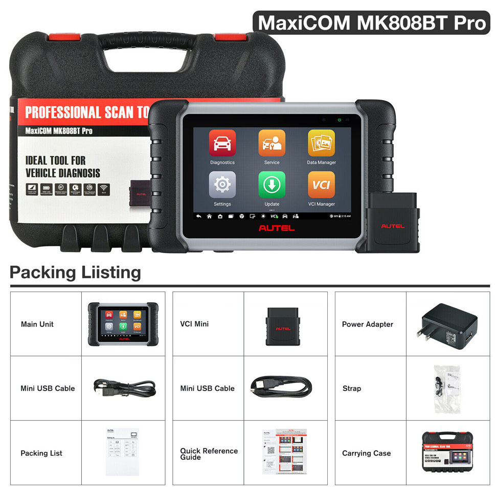 [UK/US/EU Ship] Autel MaxiCOM MK808BT PRO (Autel MK808Z-BT) Full System Diagnostic Tool Newly Adds Active Test and Battery Testing Functions