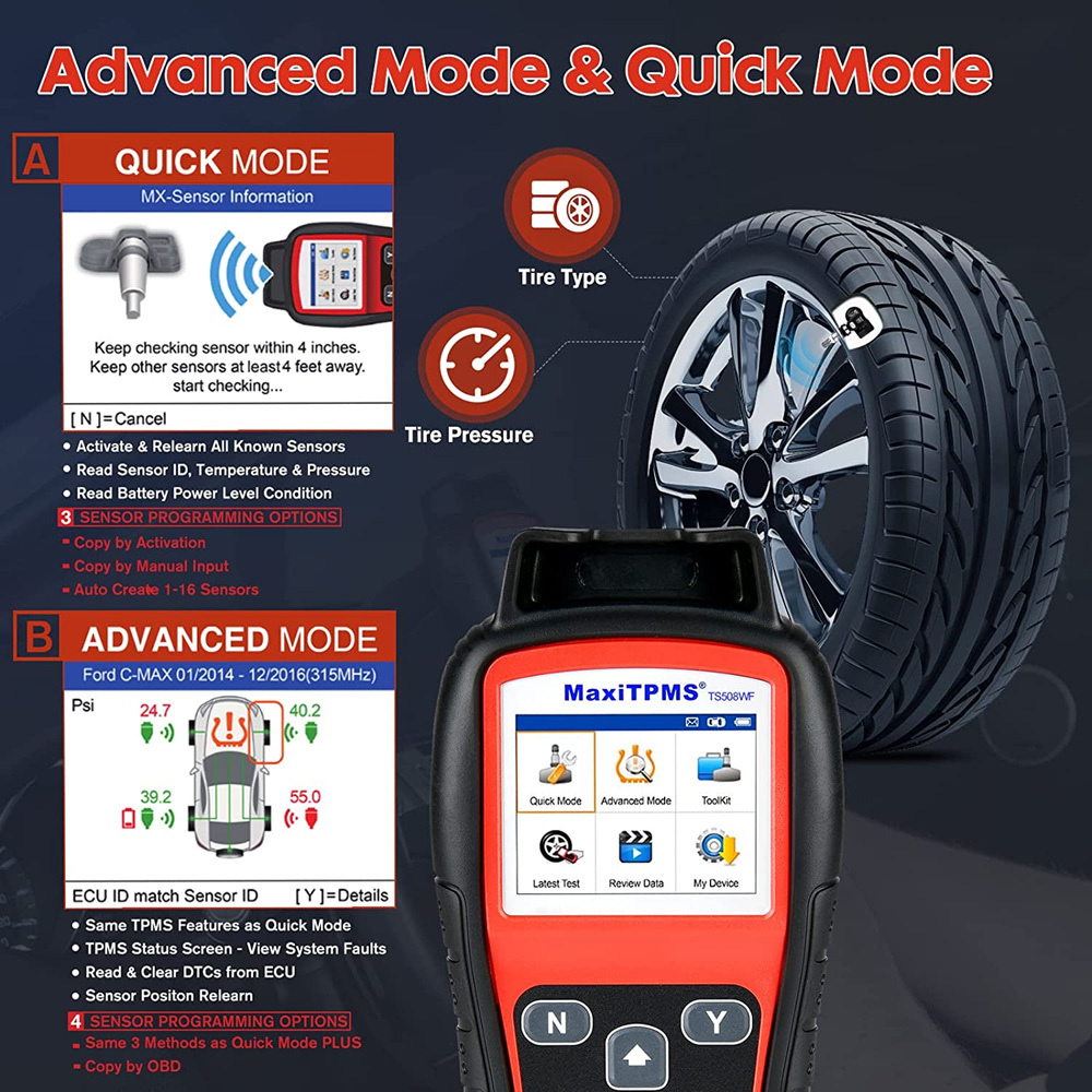 [Ship from US/UK/EU] 2024 Autel MaxiTPMS TS508WF Advanced TPMS Service Tool with WI-FI Updates