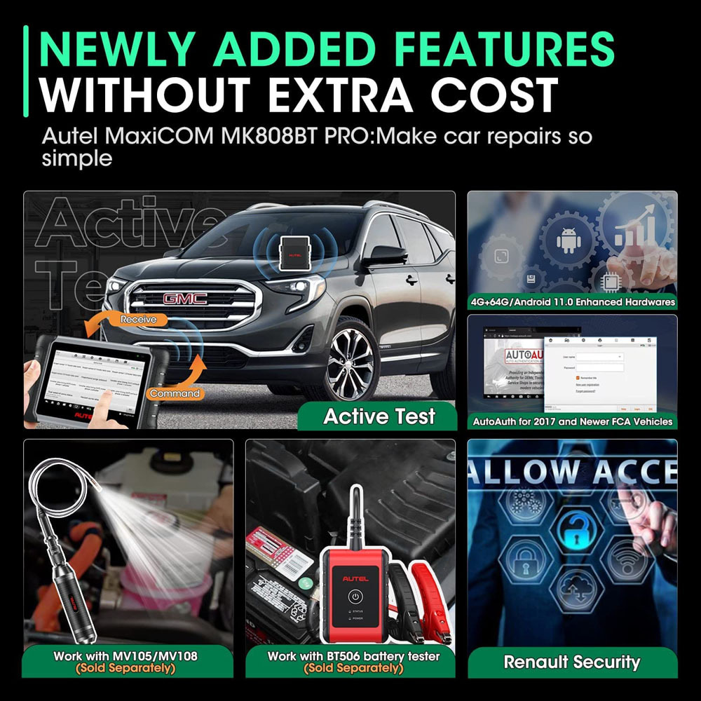 [UK/US/EU Ship] Autel MaxiCOM MK808BT PRO (Autel MK808Z-BT) Full System Diagnostic Tool Newly Adds Active Test and Battery Testing Functions