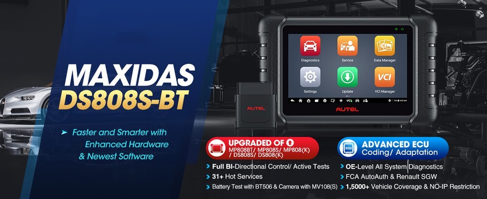 [US/UK/EU Ship] AUTEL MaxiDAS DS808S-BT PRO Full System Diagnostic Tool with Android 11 Operating System Support VAG Guided Functions