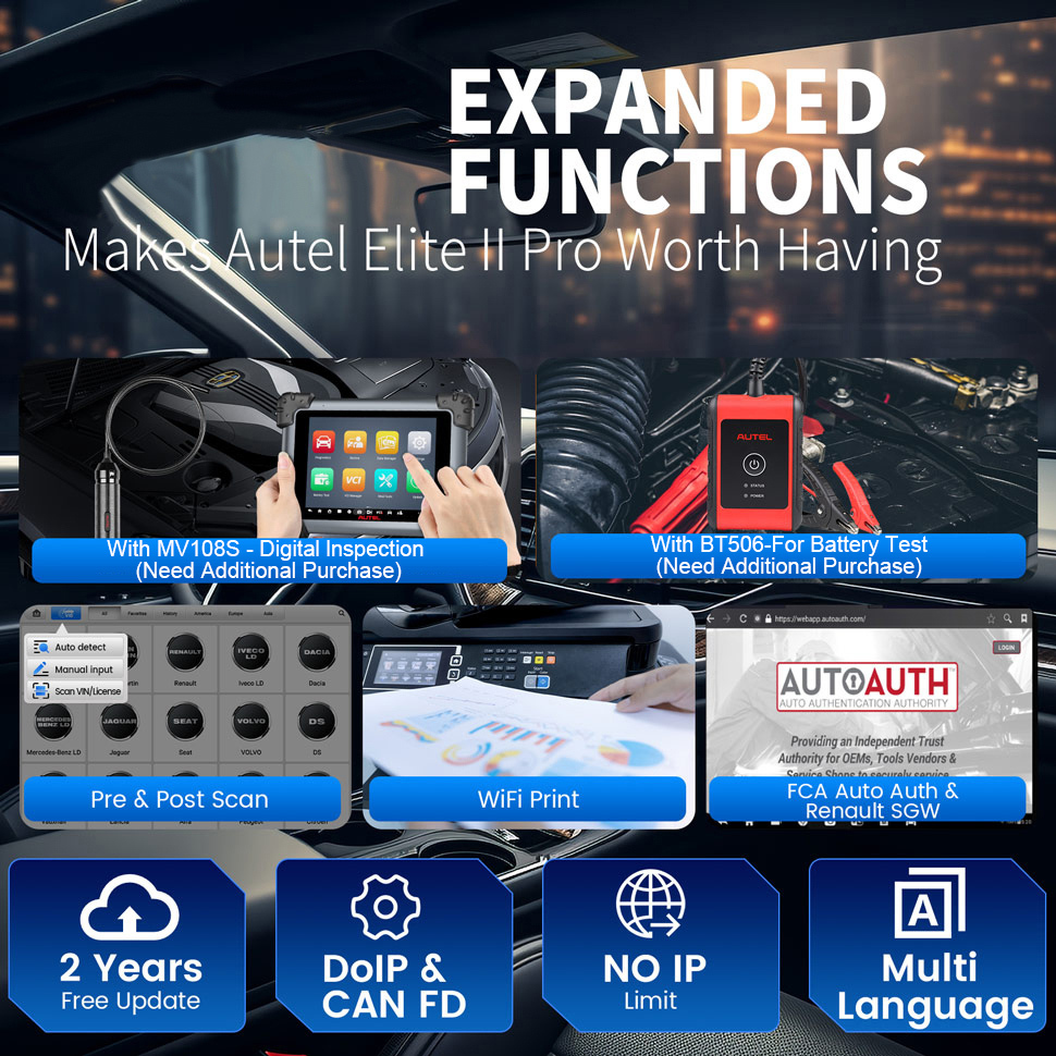 [2Years Update][US/UK/EU Ship] 2026 Autel MaxiSys Elite II Pro Automotive Full System Diagnostic Tool with MaxiFlash VCI Support SCAN VIN and Pre&Post Scan