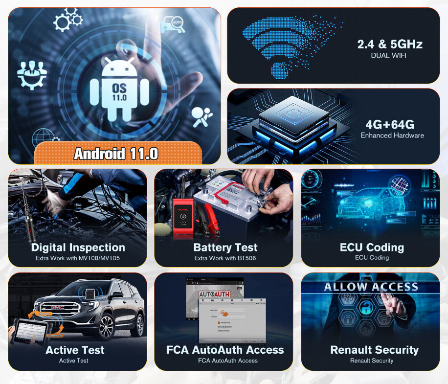 [2Years Update][US Ship] Autel MaxiPRO MP808BT Pro KIT OE-Level Full System Diagnostic Tool with Complete OBD1 Adapters Support Battery Testing