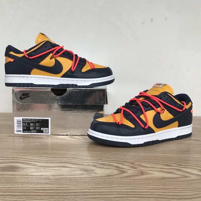 Nike Dunk Low Off-White University Gold Midnight Navy Reps|Fake