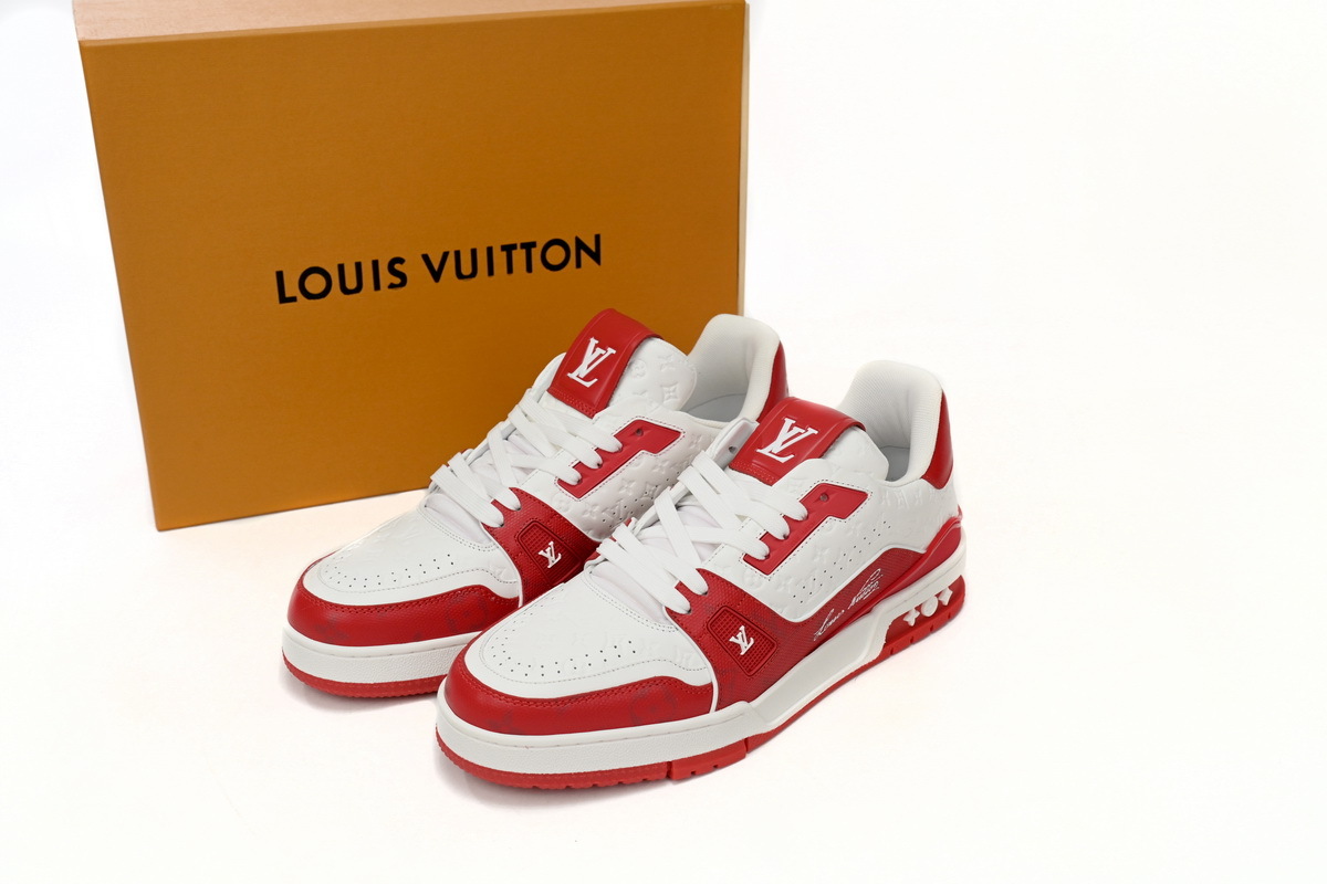 Louis Vuitton Trainer #54 Signature Red White for Women