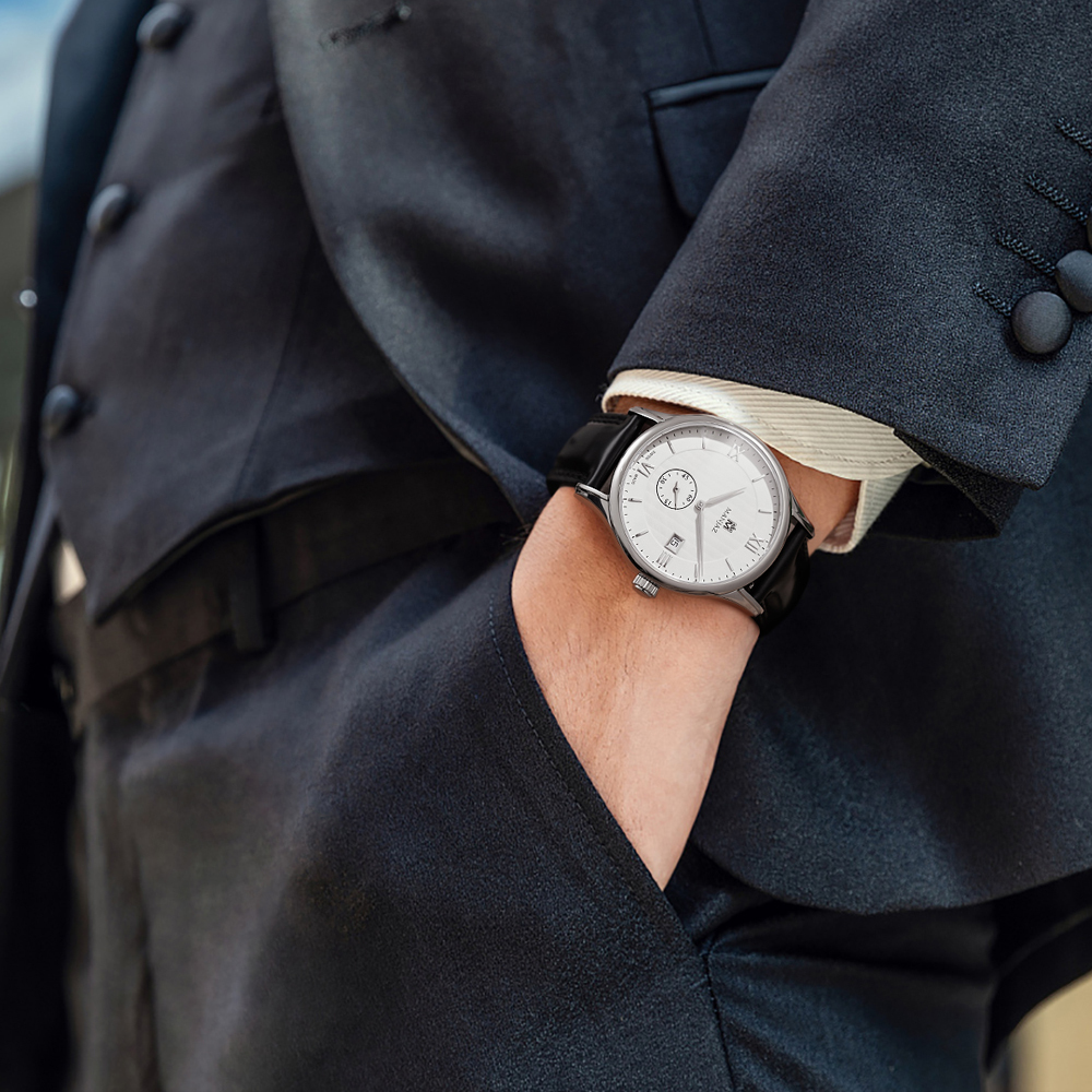 Protestant Tweet Landelijk MANJAZ Genuine Leather Band White Case Wrist Watch Best Mechanical Watches  7213M X0-WW-A3