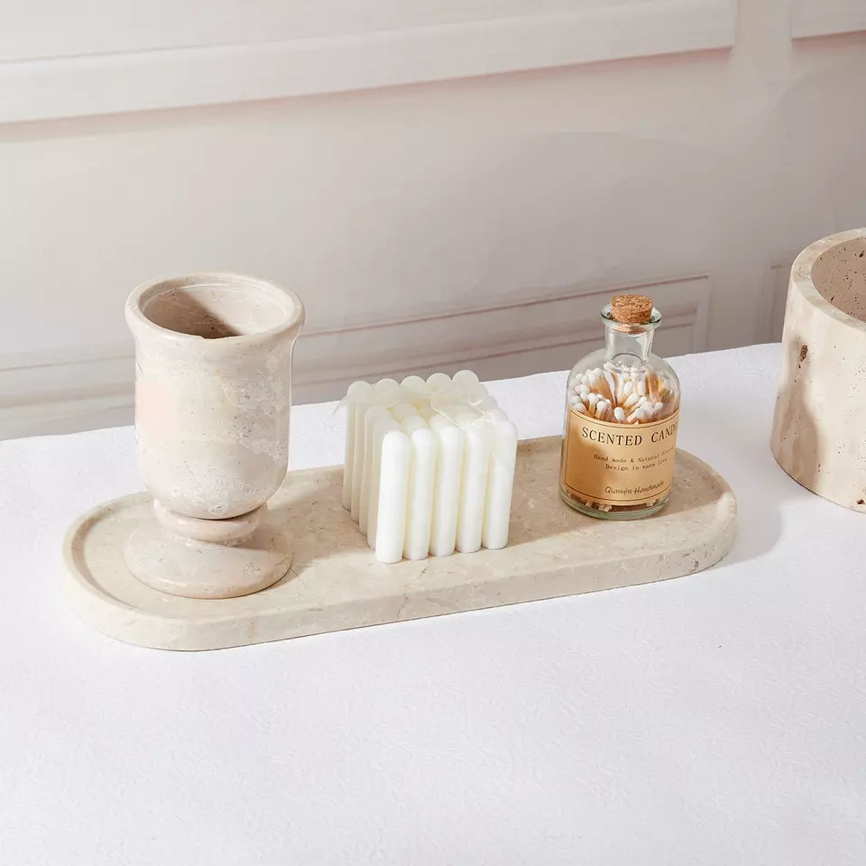 Rectangle Marble Vanity Trays Tabletop Storage Marble Tray