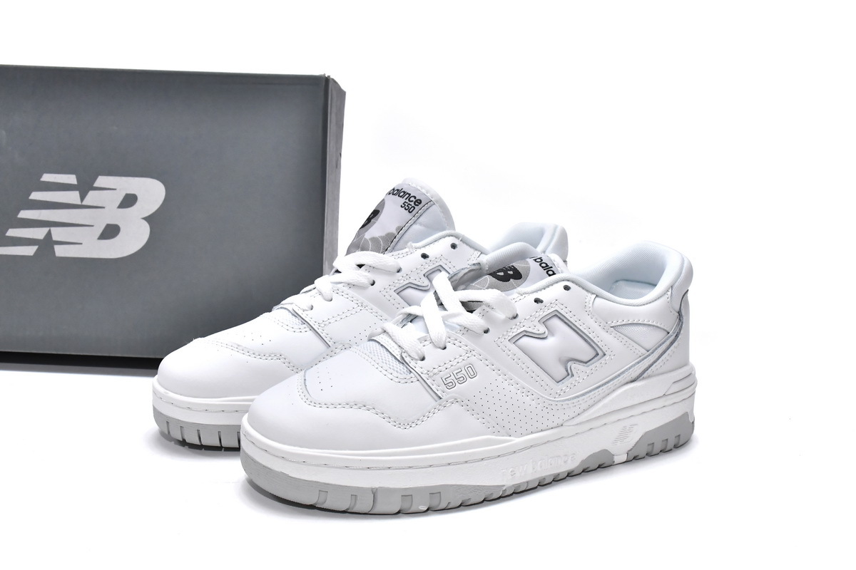 All White PB1 New Balance 550 Retro Basketball Shoes BB550PB1 New
