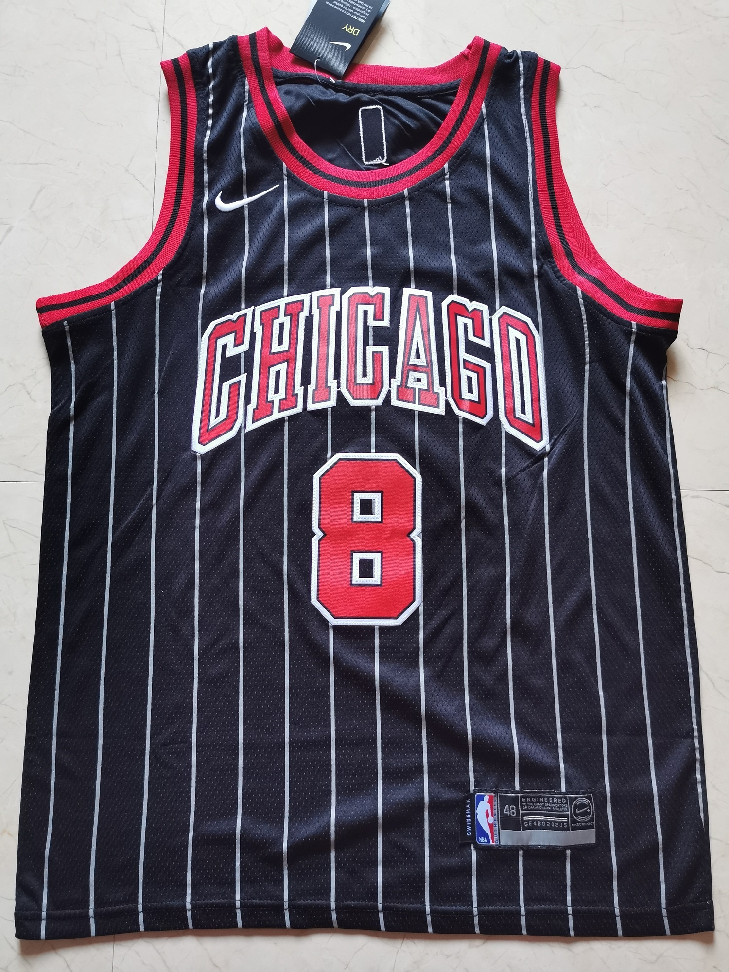 Bulls No. 8 LaVine Statement Edition Black Jersey