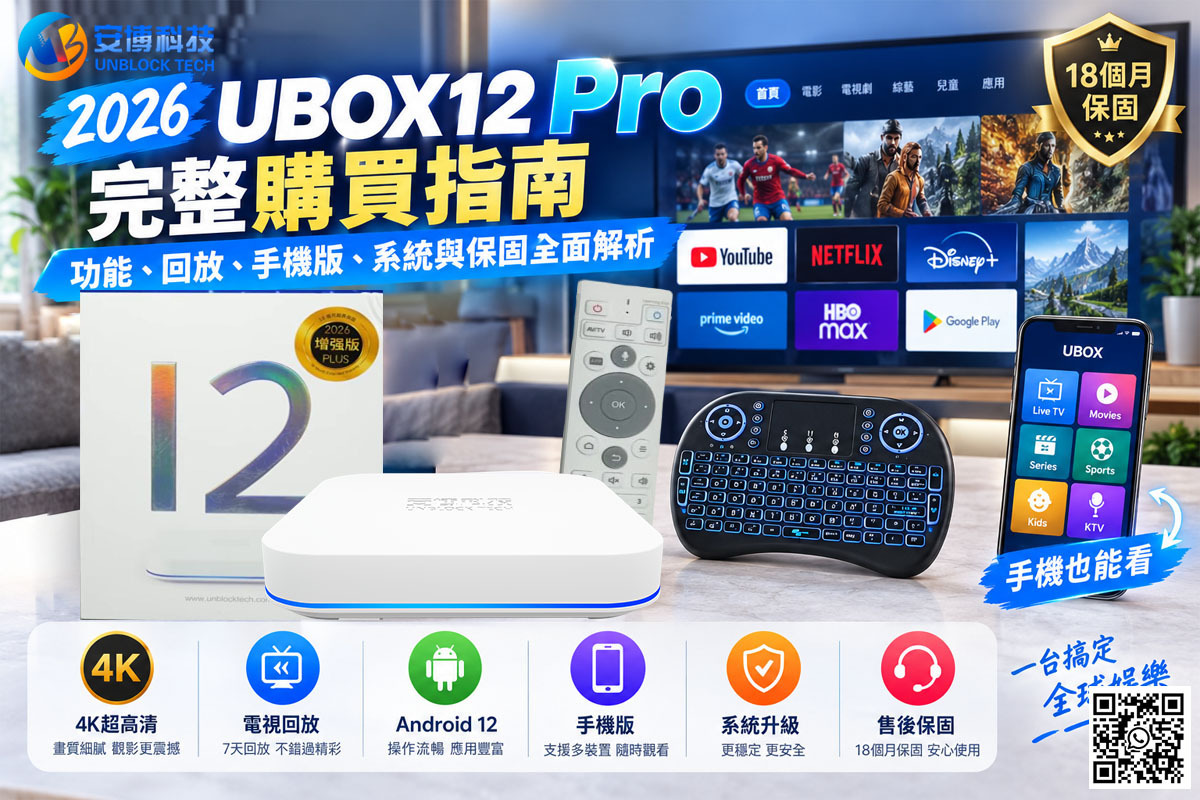 2026 UBOX12Pro 完整購買指南：功能、回放、手機版、系統與保固全面解析!