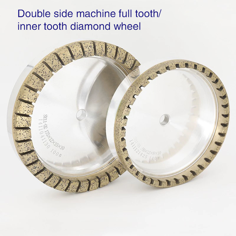 Double side machine wide edge full tooth diamond wheel double side grinding glass inner teeth coarse grinding wheel glass wear resistant wheel  