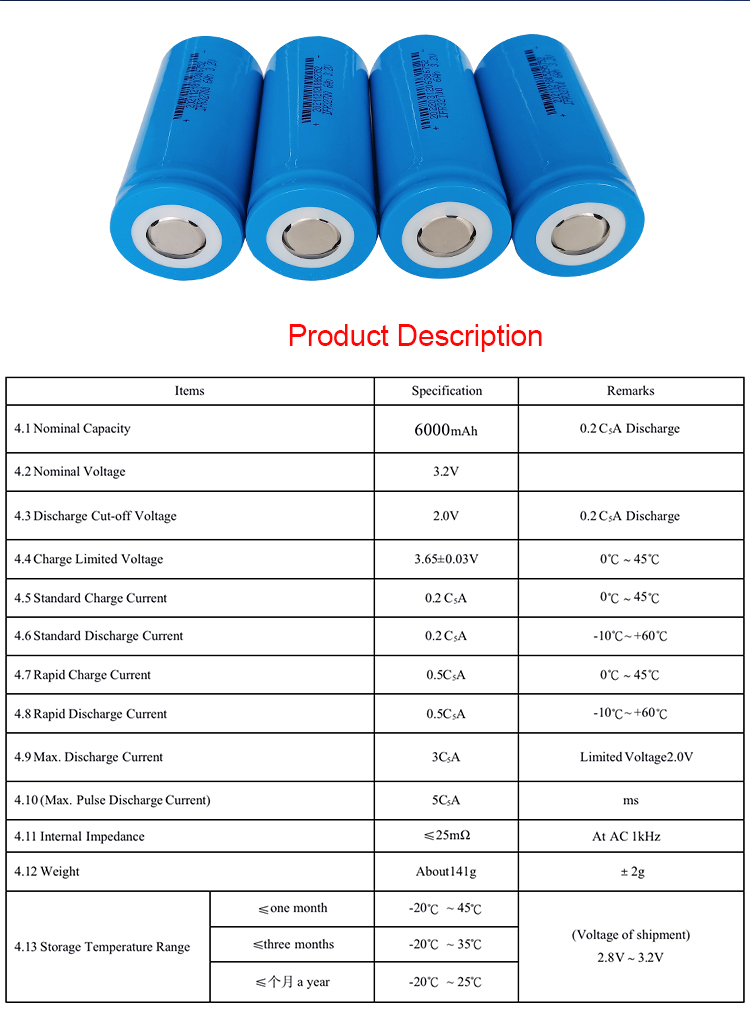 32700 battery 3.2V 6000mAh