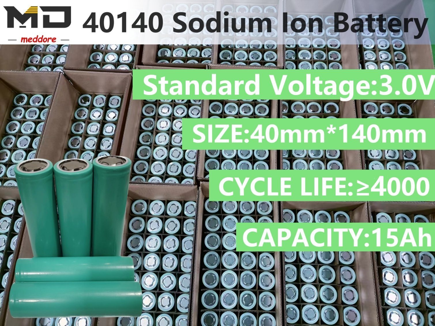 Meddore 40140 Natrium Ion Battery 15ah Sodium Ion Battery 3V Na Ion Battery Cell for Electric Bike Scooter