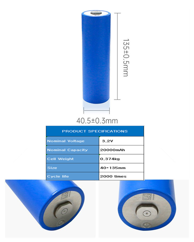 High Rate Cylindrical Lithium Ion Battery Cell Eve 20ah 40135 LiFePO4 Power Storage Battery for Electric Vehicle