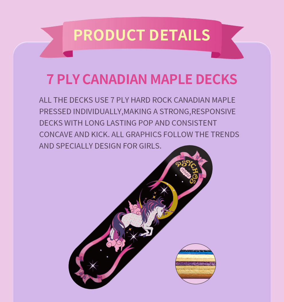 100% Canadian hard rock skateboard complete PSYCHOS skateboard -Unicorn Series