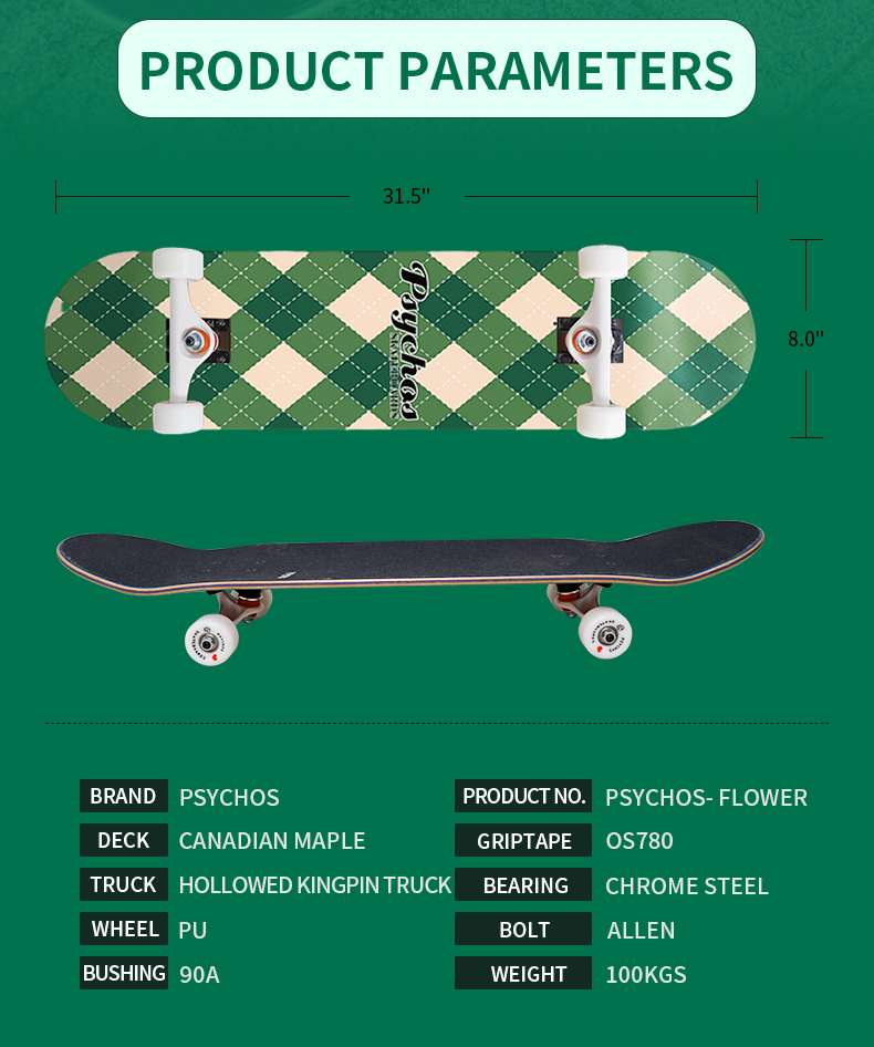 Professional Canadian maple skateboards PSYCHOS brand skateboards-Plaid series
