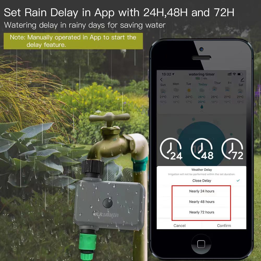 Bluetooth Smart Irrigation Sprinkler Timer with moisture sensor