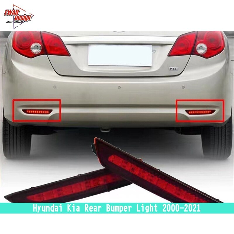 2Pcs/Set LED lights Upgrade Bumperlights Rear lamp Accessories New Type rearlights Tail Bumperlamp For Hyundai Kia 2000 - 2021