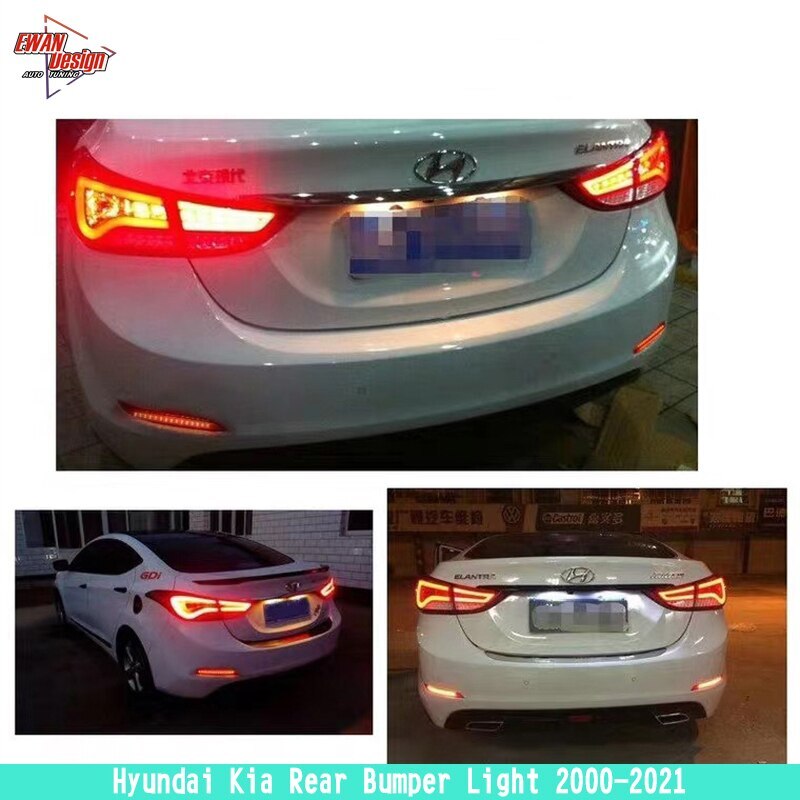 2Pcs/Set LED lights Upgrade Bumperlights Rear lamp Accessories New Type rearlights Tail Bumperlamp For Hyundai Kia 2000 - 2021