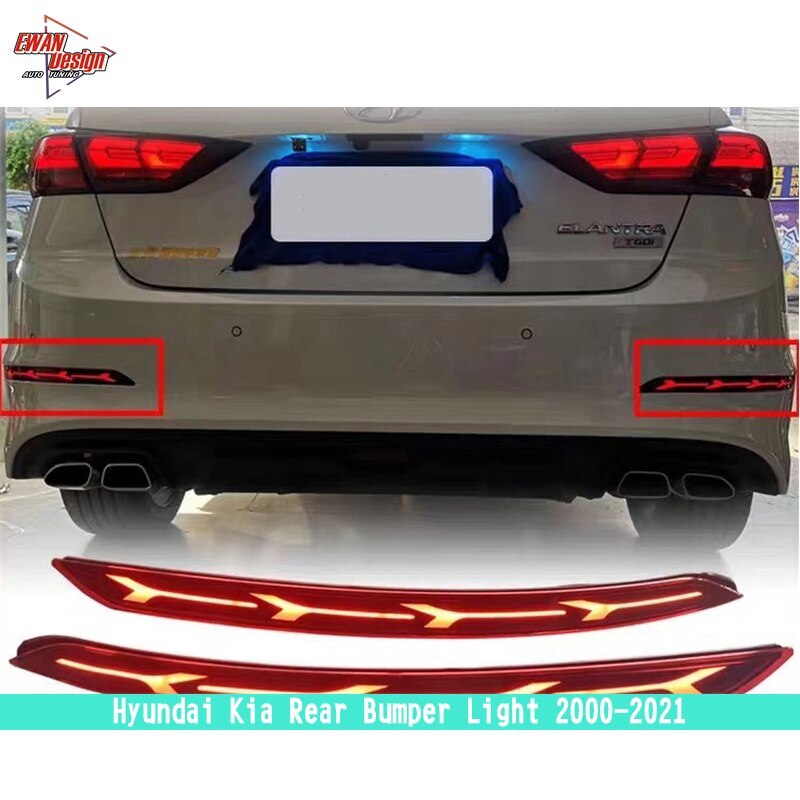 2Pcs/Set LED lights Upgrade Bumperlights Rear lamp Accessories New Type rearlights Tail Bumperlamp For Hyundai Kia 2000 - 2021