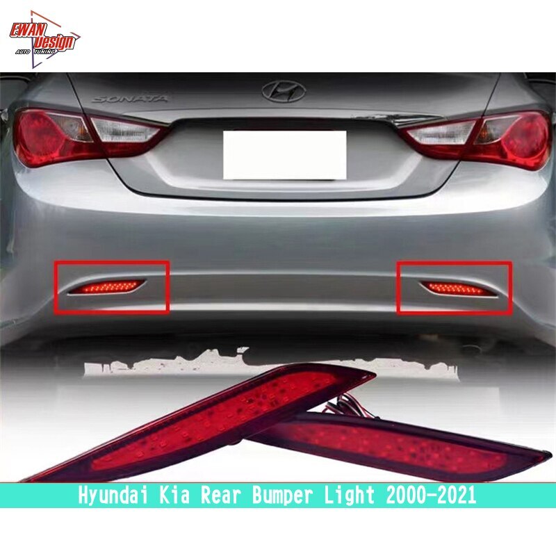 2Pcs/Set LED lights Upgrade Bumperlights Rear lamp Accessories New Type rearlights Tail Bumperlamp For Hyundai Kia 2000 - 2021