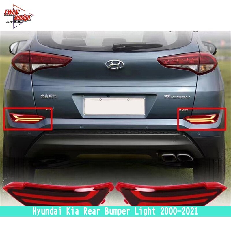 2Pcs/Set LED lights Upgrade Bumperlights Rear lamp Accessories New Type rearlights Tail Bumperlamp For Hyundai Kia 2000 - 2021