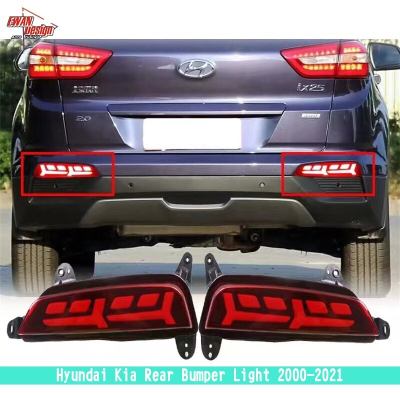 2Pcs/Set LED lights Upgrade Bumperlights Rear lamp Accessories New Type rearlights Tail Bumperlamp For Hyundai Kia 2000 - 2021
