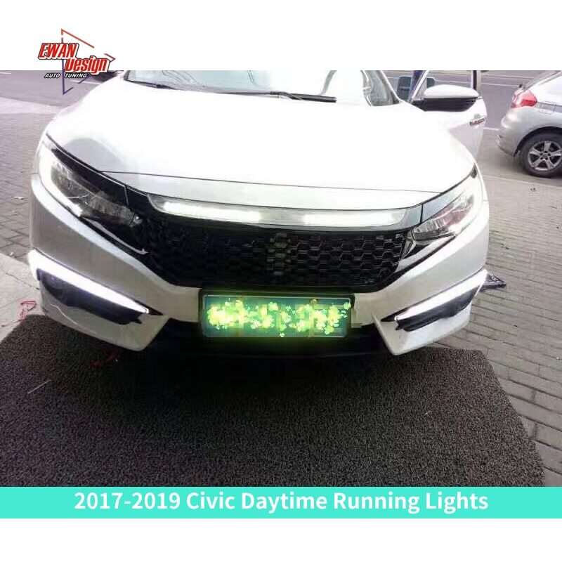 1/Set 2PCS New Type Style Light DRL 2020 Daytime Running Lights Front Bumper Light LED Streamer For Civic 2016 2018