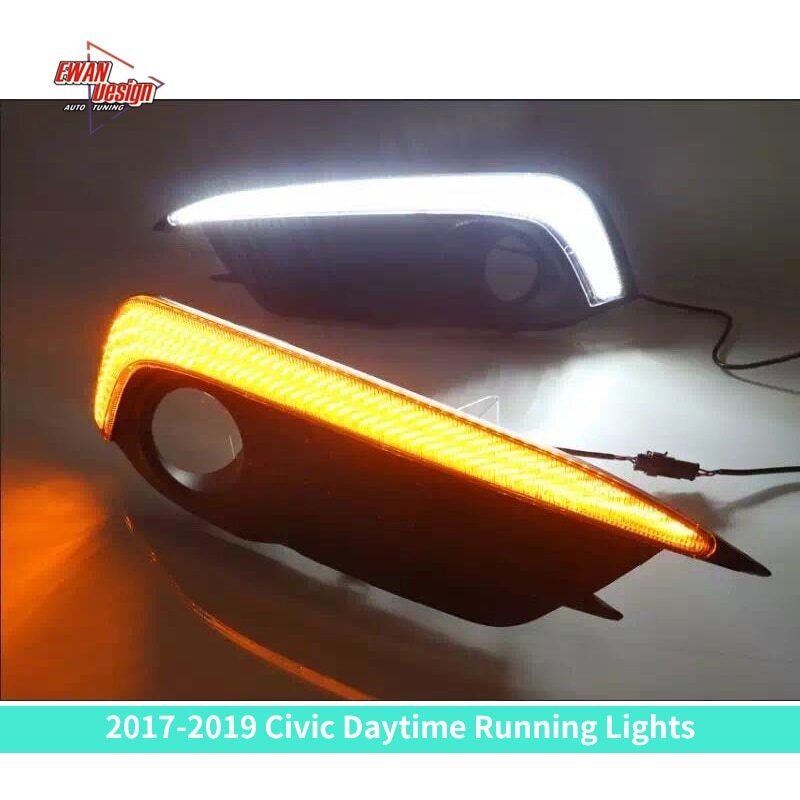 1/Set 2PCS New Type Style Light DRL 2020 Daytime Running Lights Front Bumper Light LED Streamer For Civic 2016 2018
