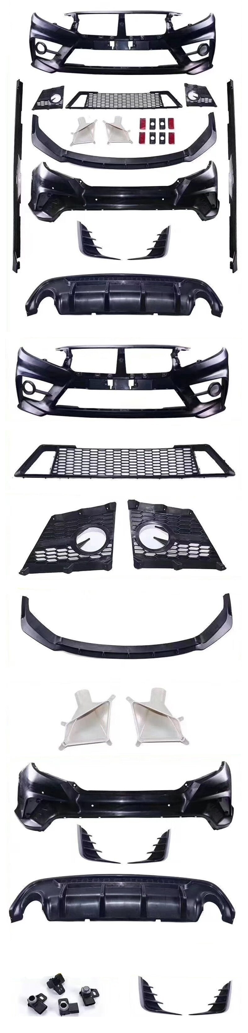 New Style Front Bumper Rear Bumper Grille Fog Lights FC Type Body Kit For Civic 2016 2021 upgrade FC450 Body Kit