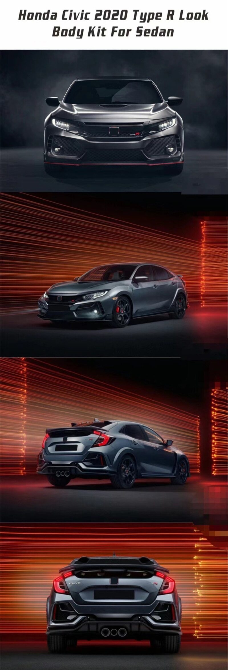 New Type Body Kit New Style Bumper 2016 2020 Upgrade Type R Body Kit for Honda Civic