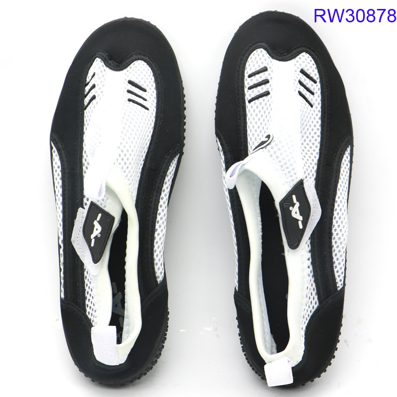 Men's White/Black Mesh And Velcro Water Shoes