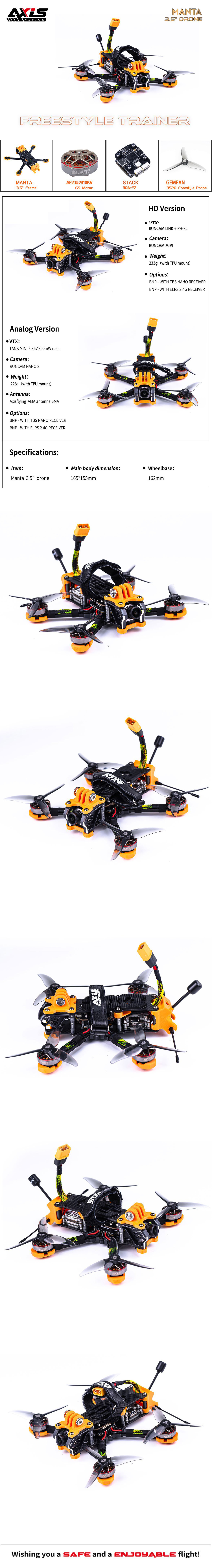 Axisflying MANTA3.5" / HD BNF / 3.5inch fpv freestyle training drone MANTA 3.5" DRONE  cinematic drone,cinewhoop drone,longrange drone,freestyle drone,fpv drone,fpv quads,3.5" cinematic drone,3.5" cinematic quads,3.5" cinewhoop quads,3"cinewhoop quads,3"cinematic quads,2.5" cinewhoop quads,2.5" cinewhoop drones,2.5" indoor quads,2" indoor quads,2" indoor drones