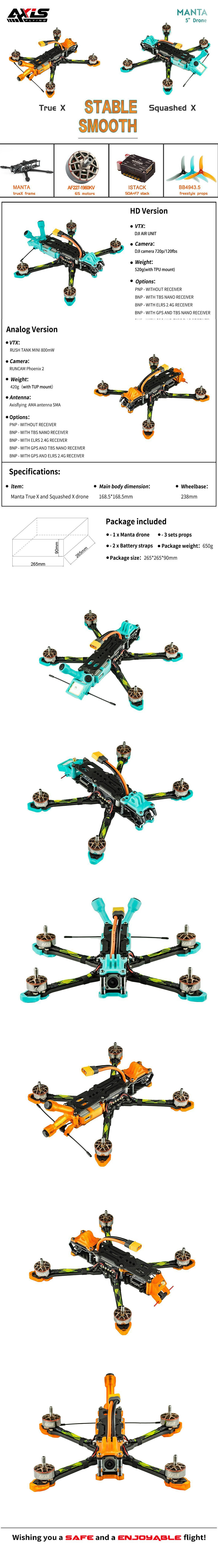 Axisflying MANTA5" / 5inch fpv freestyle Ture X / Squashed X drone with GPS MANTA 5" DRONE  cinematic drone,cinewhoop drone,longrange drone,freestyle drone,fpv drone,fpv quads,5inch freestyle drone,7inch longrange drone,5inch quads,6inch quads,7inch LR quads,7" fpv drone,7" fpv quads,7" longrange quads,6" cinematic quads,5"cinematic drone