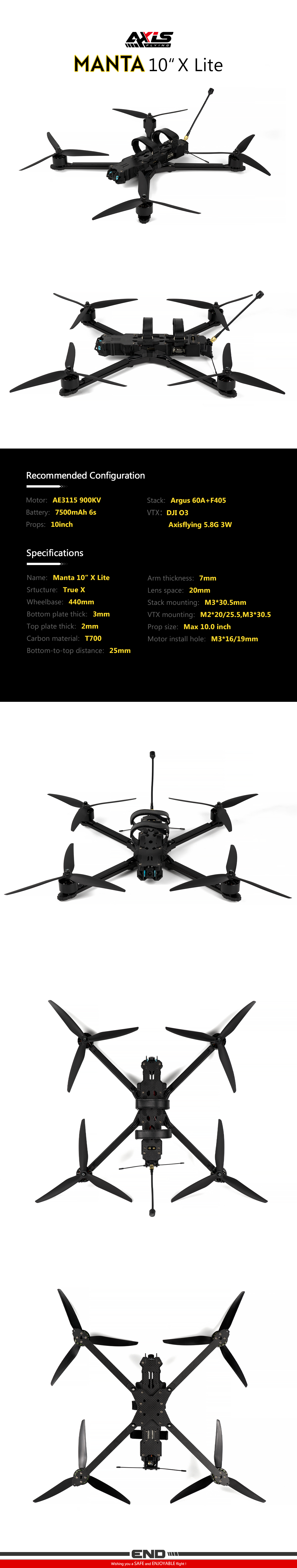 Axisflying Manta 10 X Lite 10inch FPV / BNF / Long Range / Heavy Payload / Cinematic Drone