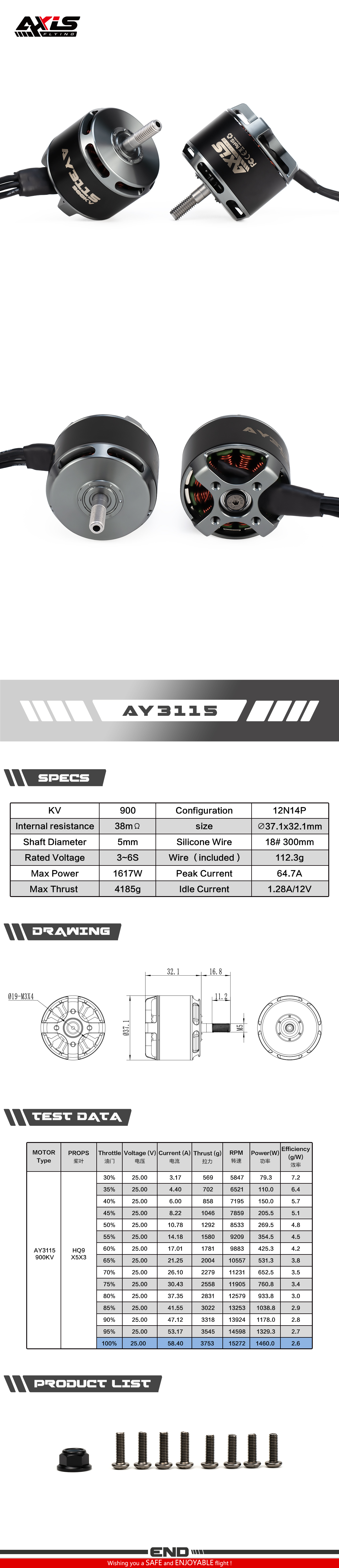 Axisflying AY3115 Brushless Motor for 10-inch FPV Drone / Cinematic / Long Range / Loading  