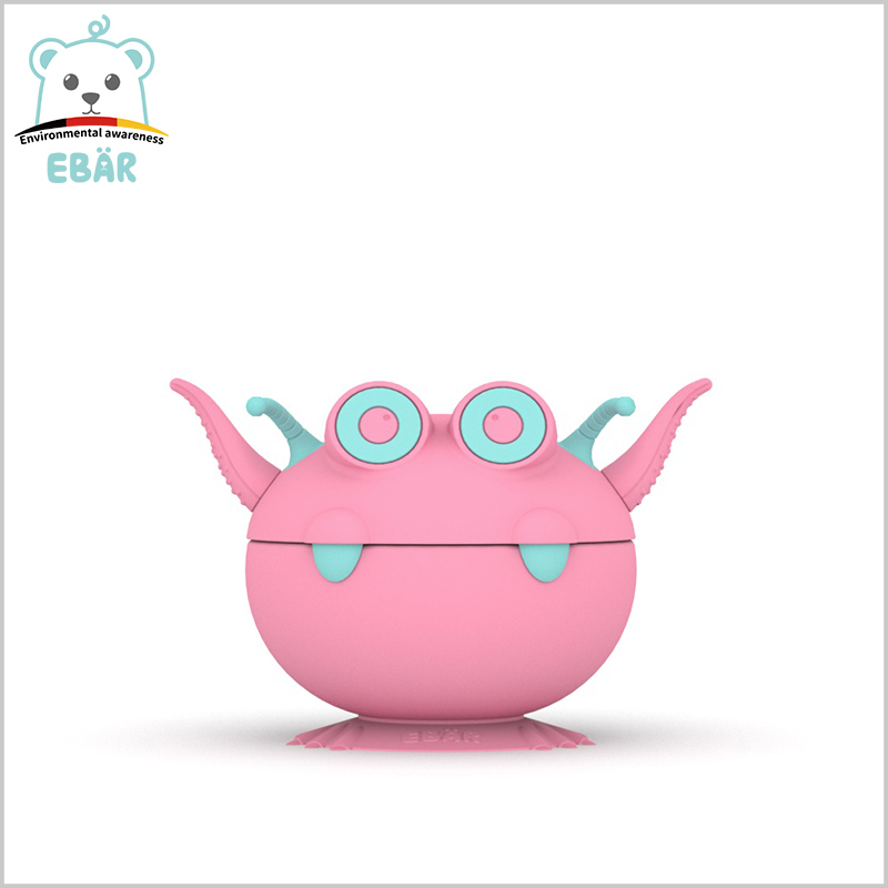 EBÄR Germany  Ebarkids Baby Silicone Suction Bowl with lid and 2 spoons - Mushie  Bowl Monster shape