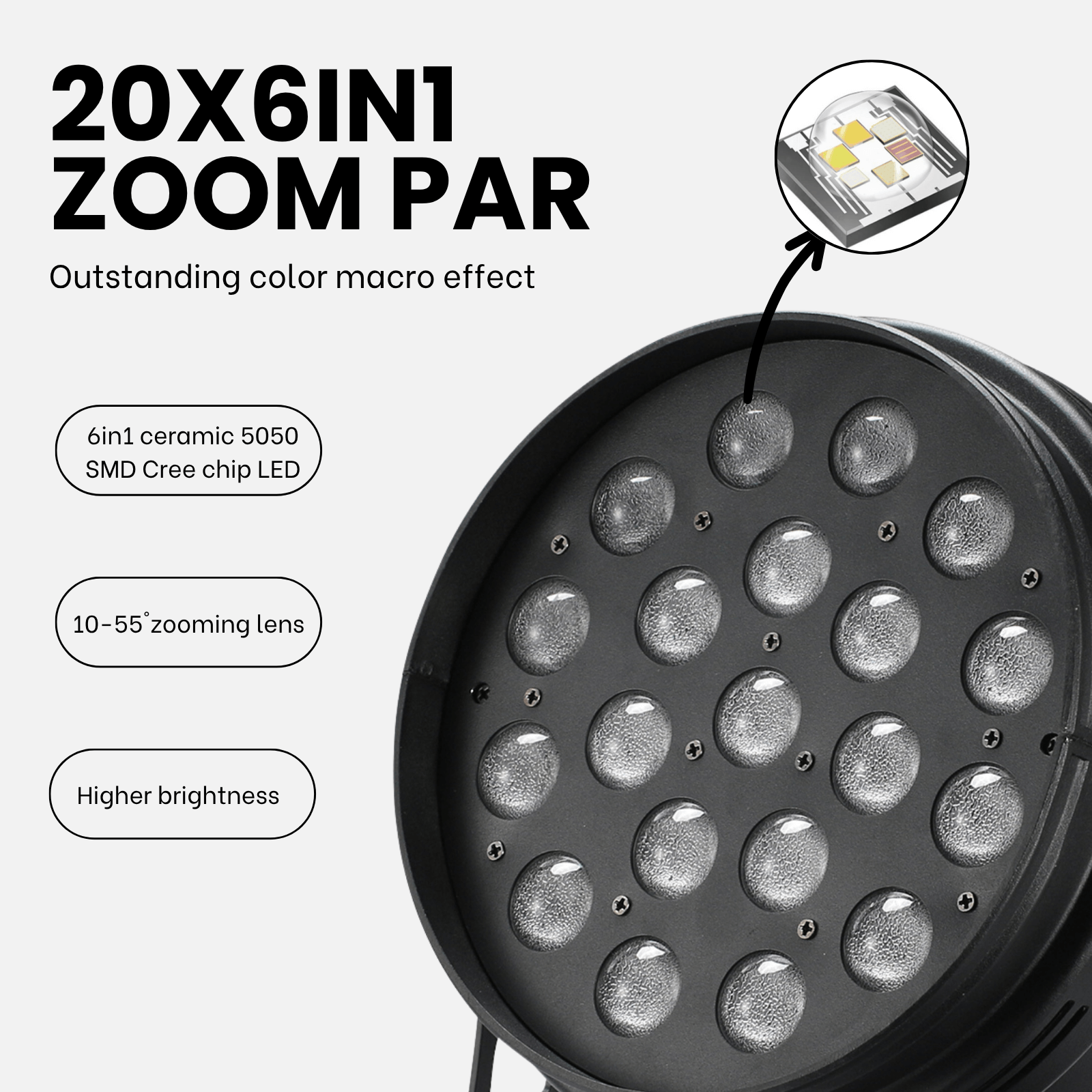 New 20x18w 6in1 Led Zoom Par Light 10-55 degree 7/11CH DJ Show