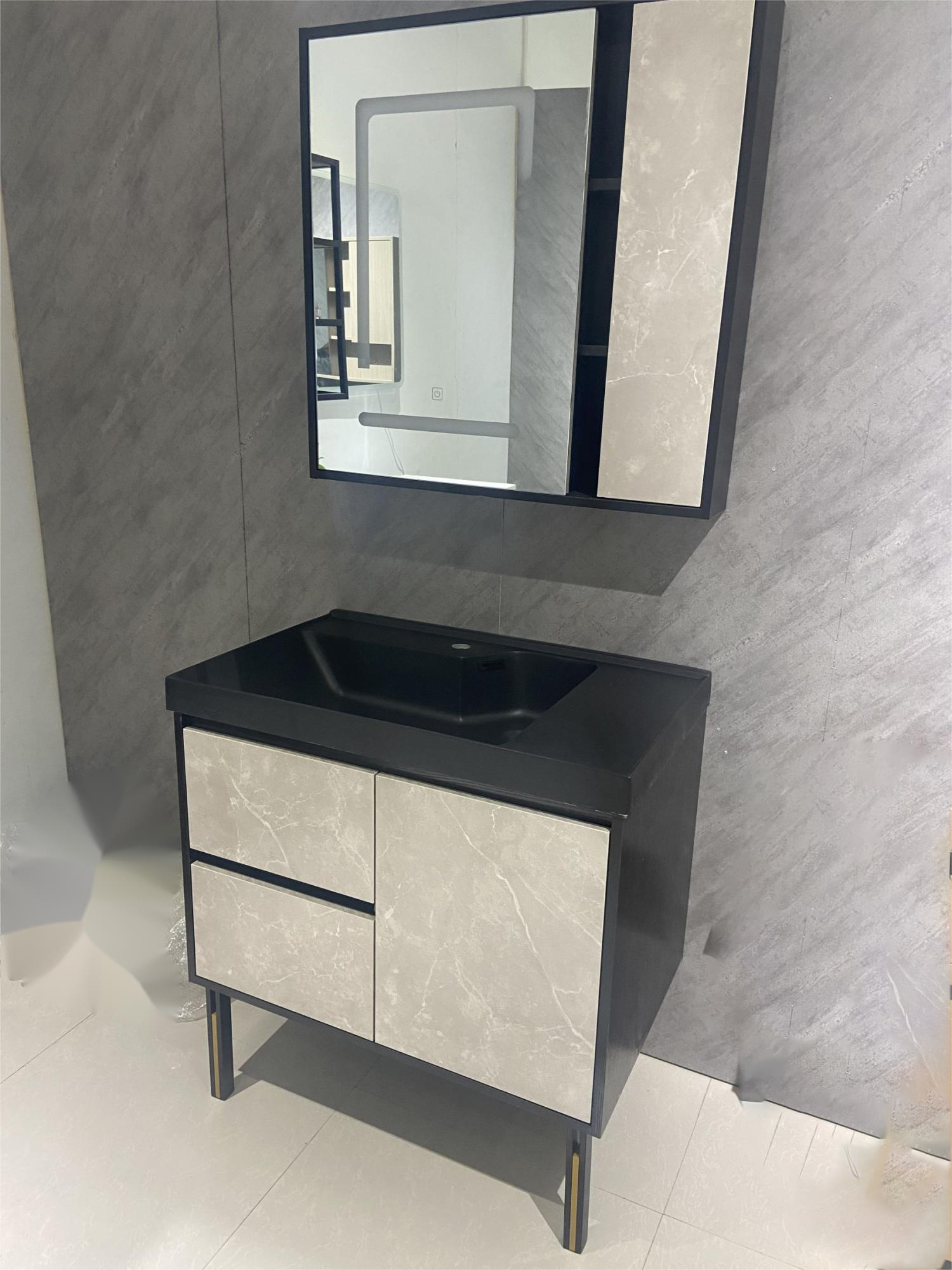 Floor standing plywood bathroom with mirror and basin mp0380