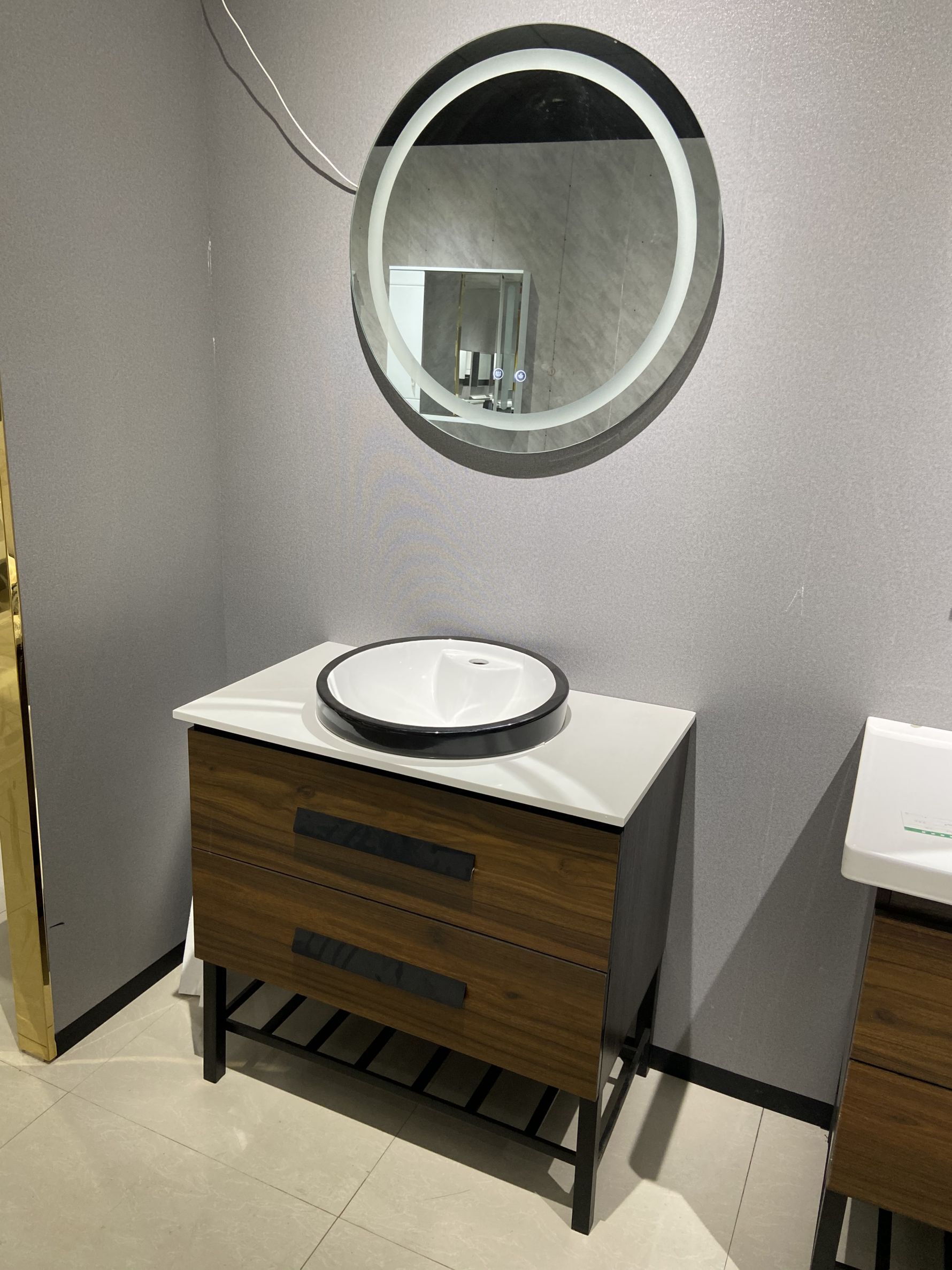 Floor standing plywood bathroom with mirror and basin mp0880