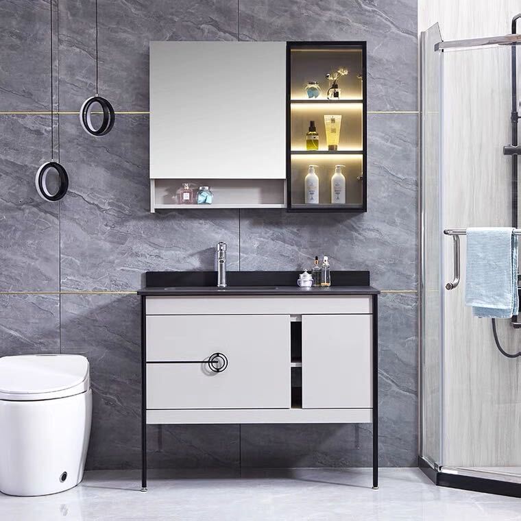 Floor standing plywood bathroom with mirror and basin mp1280