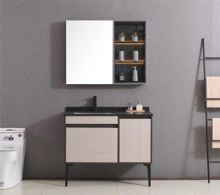 Floor standing plywood bathroom with mirror and basin mp1580