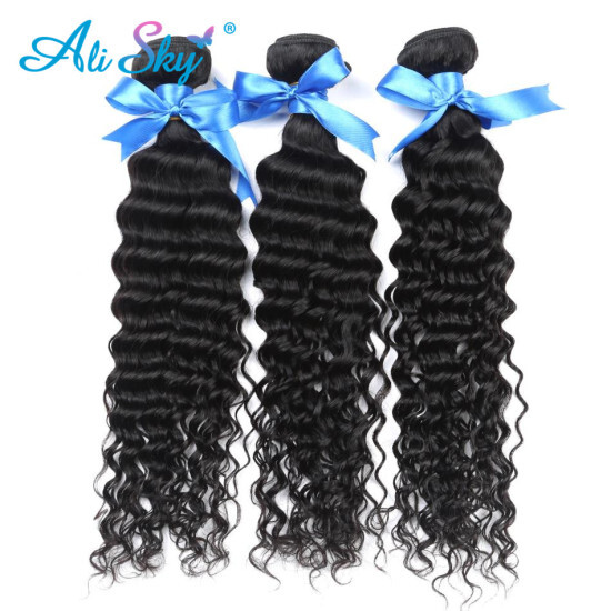 Brazilian Virgin Deep Curly Human Hair Weaves 3pcs Lot 7a Grade