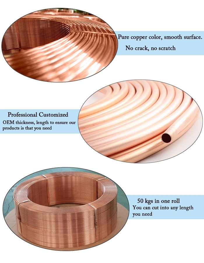 copper tube coil C11600 C12000 C12200 C12300 Copper Pipe for Air Conditioning Round Pipe Brass Copper pipe China