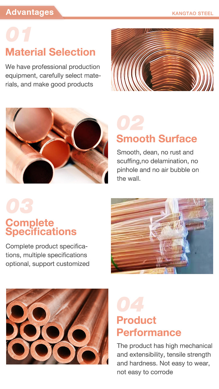 Custom size copper pipe 15mm tube 3/8" insulated copper pipes for air conditioners copper pipes coils